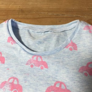 neckline before it was coverstitched using a band of the same fabric